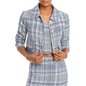 Lucy Paris Womens Gilmore Tweed Jacket Large Blue - NWT